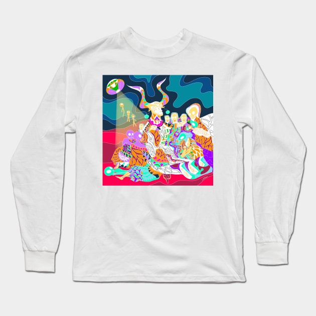 the hell and witches in mexican remix of goya ecopop art Long Sleeve T-Shirt by jorge_lebeau